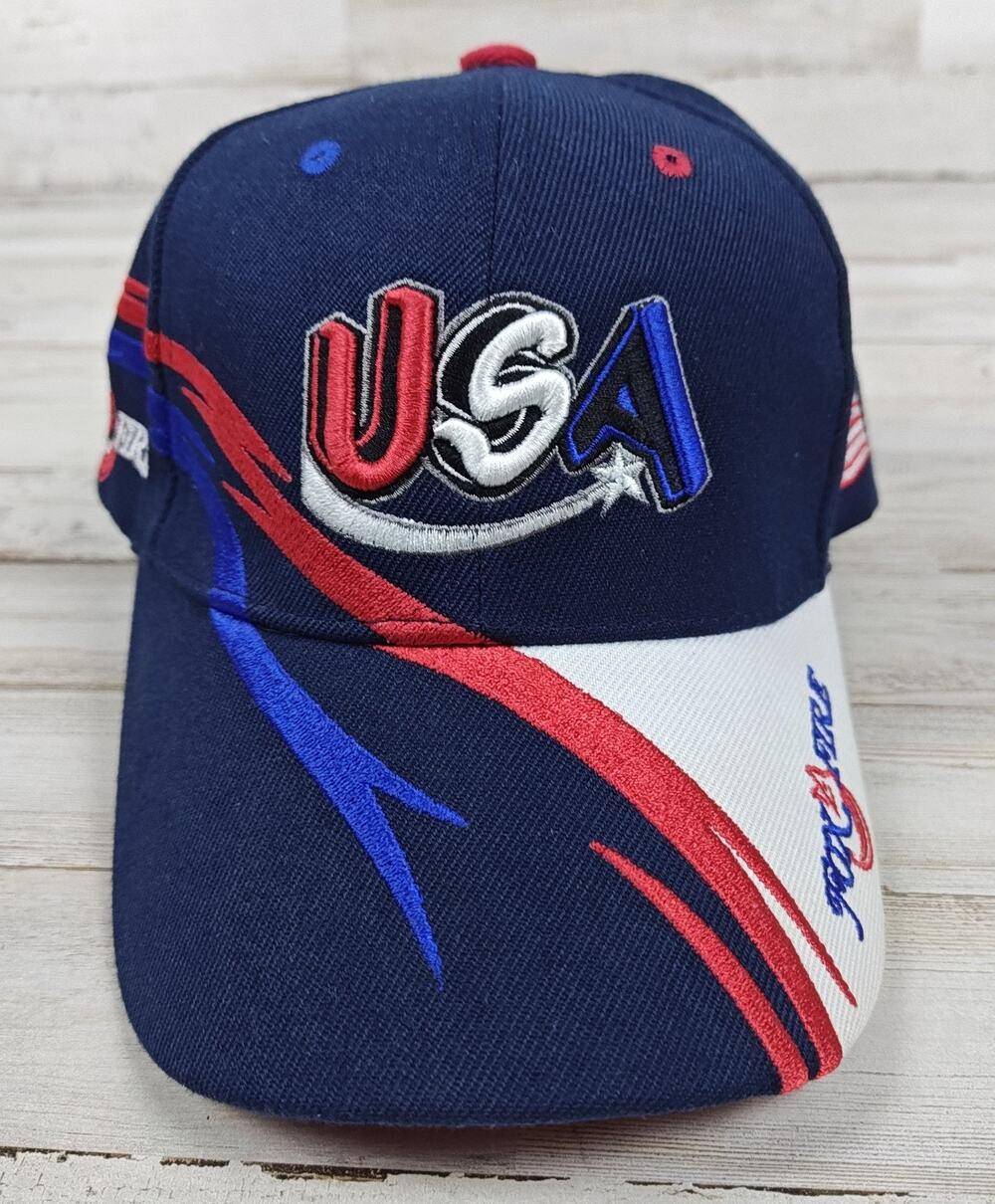FOX FIRE USA FLAG Colorblock Cap Blue/Red/White Adjustable One Size Hook & Loop